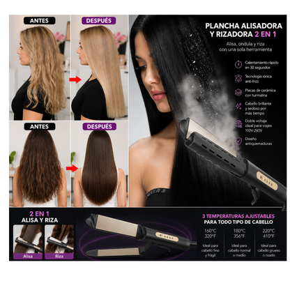 Plancha para el cabello 2 en 1